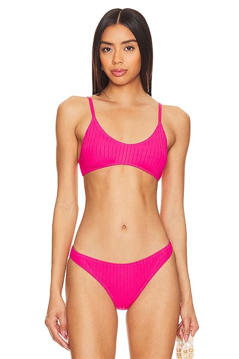 Solid Striped The Rachel Bikini Top In Hot Pink REVOLVE