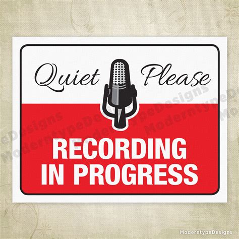 Recording in Progress Printable Sign