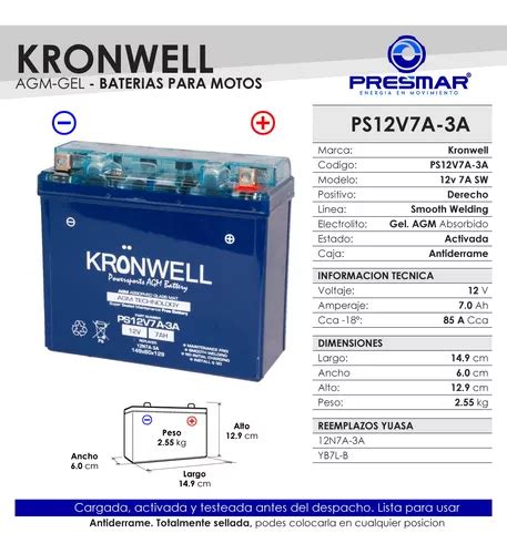 Bateria Kronwell Gel Motomel Skua Cc Cc Cc En Venta En