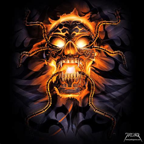 glowing skull  jarling art  deviantart