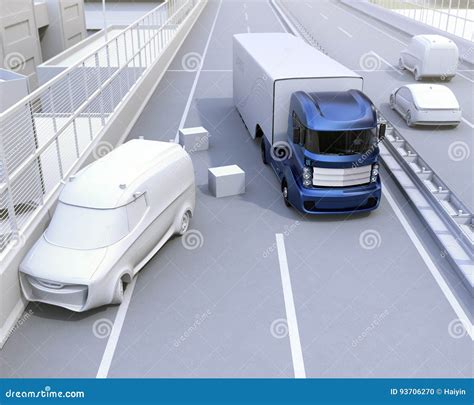 Autonomous Car Changing Lane Quickly To Avoid A Traffic Accident Stock