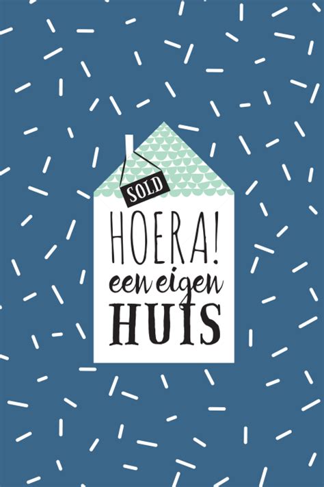 Uitnodiging Housewarming Met Huisje En Hagelslag Patroon