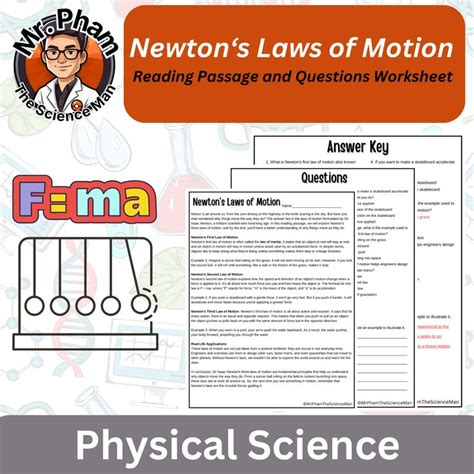 Newton S Laws Of Motion Reading Passage And Questions Worksheet For