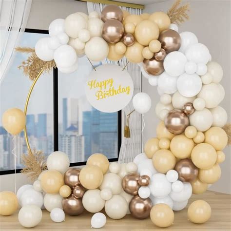 Kit Arche Ballons En Or Blanc 127Pcs Guirlande Ballons Blanc Sable