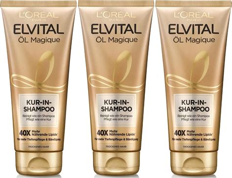 L'Oréal Paris Elvital Öl Magique Kur In Shampoo, 3 x 200 ml : Amazon.de ...