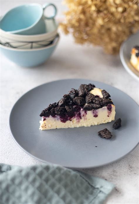 Blaubeer Oreo Cheesecake Cremiger Cheesecake Mit Oreo Streuseln