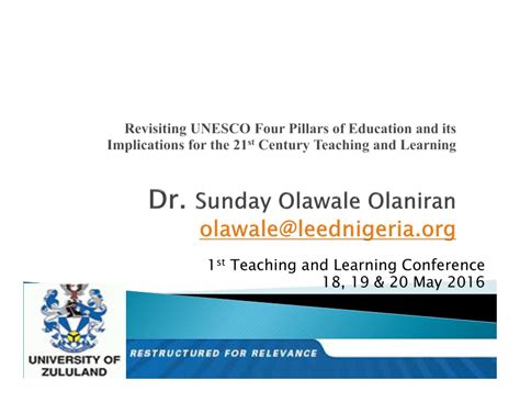 (PDF) Revisiting UNESCO Four Pillars of Education and its Implications