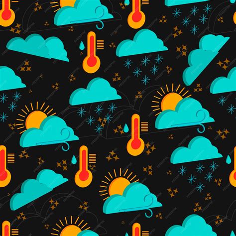 Premium Vector | Seamless pattern of isolated 3d weather icons on dark