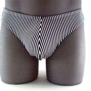 Black White Striped Print Men Bikini Swimsuit Swimwear No Drawstring Etsy