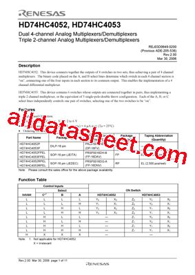 HD74HC4052 データシート PDF Renesas Technology Corp