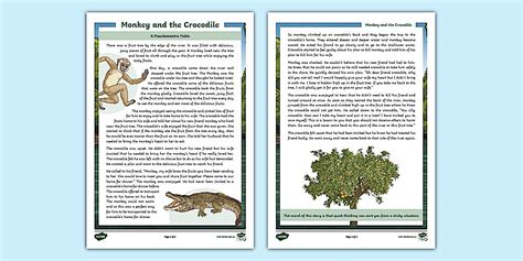 monkey   crocodile story fables twinkl