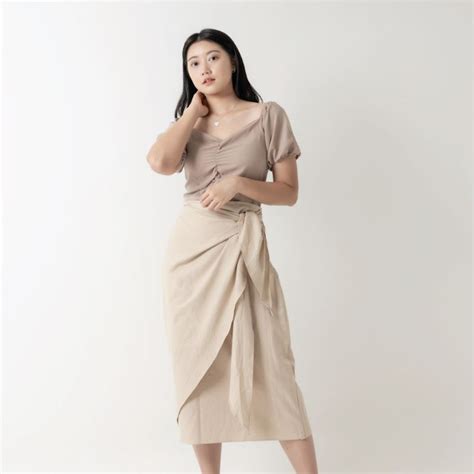 Jual Kayra Wrap Skirt Rok Lilit Instan Cotton Casual Shopee Indonesia