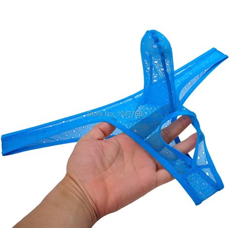 Men Jacquard Thong Long Pouch Male Lace Nuts Out T Back Bikini