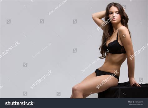 Tall Sexy Brunette Woman Black Lingerie Stock Photo 100026341 Shutterstock
