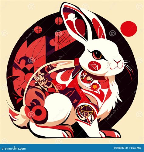 Rabbit with Chinese New Year Decoration. Vector Illustration Stock ...