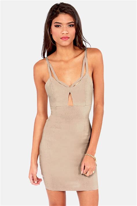 Sexy Beige Dress Bodycon Dress Clubbing Dress 28 00 Lulus