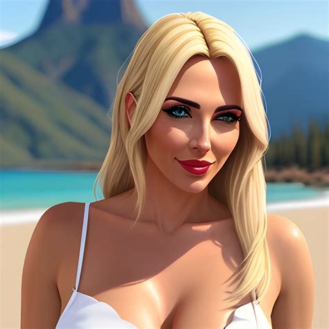 Cute girl blonde realist Beauty paisaje río y montaña Arthub ai