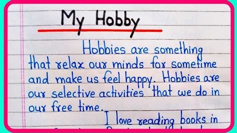 My Hobby Essay In English Essay On My Hobby My Hobby Essay Writing