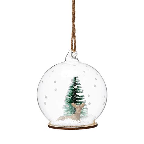 Dome Glass Deer Sitting Round Ornament Adairs
