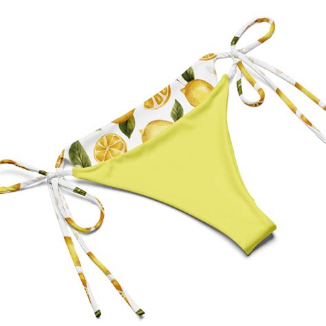 Vintage Lemon String Bikini Set Minimalist Recycled Eco Friendly Bikini Summer Fruit Beachwear