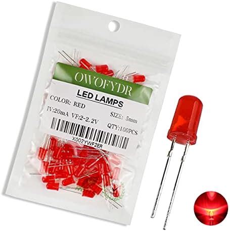 Amazon OWOFYDR 100pcs 5mm Red Diffused LED Diode Lamp Color Lens