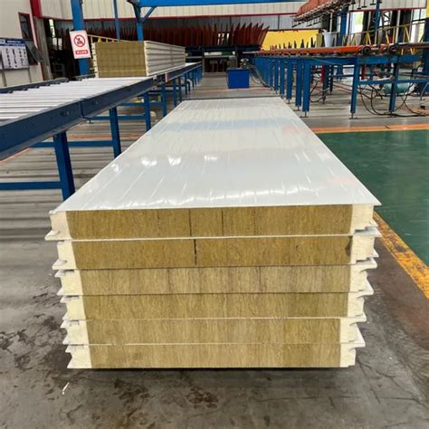 Lightweight Prefab Fire Proof Rock Wool Sandwich Wall Panel For