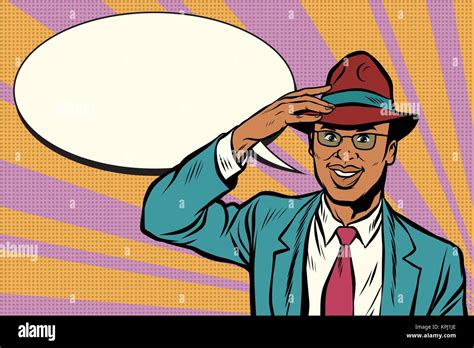 Retro African Businessman Takes Off His Hat Stock Vector Image And Art