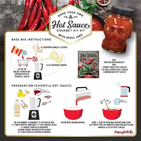 Thoughtfully Gourmet The Original Diy Hot Sauce Kit Gift Set Includes Skull Glass Jars