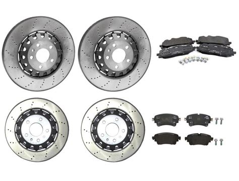 SHW OEM Front Rear Brake Kit Drilled Disc Rotors Genuine Pads For RS5