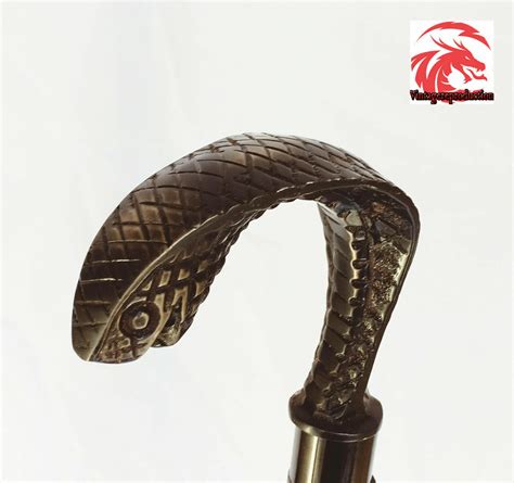 Vintage Brass Snake Head Handle For Wooden Walking St Gem