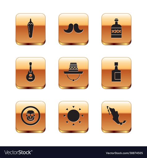 Set Hot Chili Pepper Pod Mexican Skull Coin Sun Vector Image