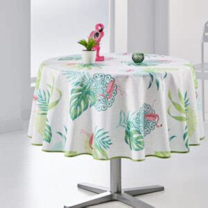 Nappe Ronde Ovale Anti T Che Flamant Rose Et Vert Mycazza