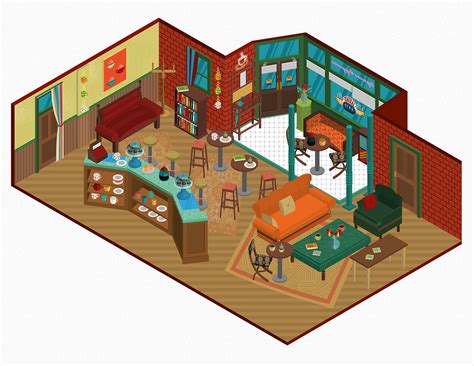 Isometric Illustration Friends Central Perk On Behance