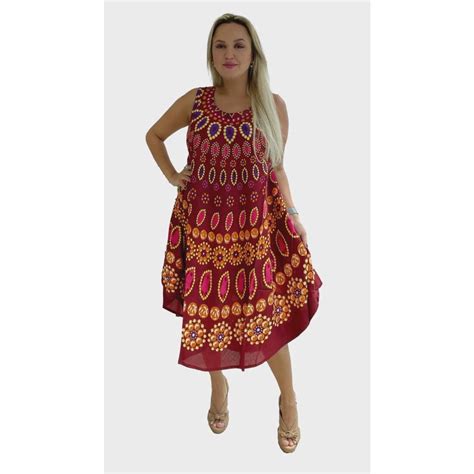 Vestido Feminino Indiano Regata Trapézio Plus Size Cod 1004 Submarino