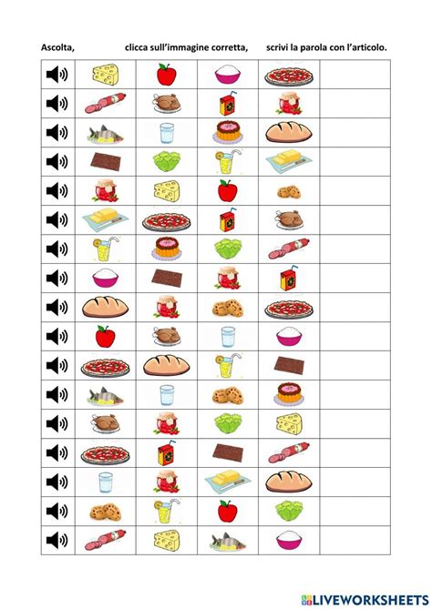 Il Cibo Interactive Worksheet Fashion Box Worksheets Online Activities