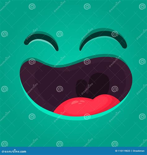 happy cartoon monster face   teeth vector halloween laughing