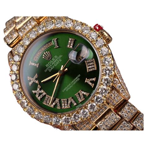 Rolex Presidential Green Roman Dial Diamond Watch For Sale At Stdibs