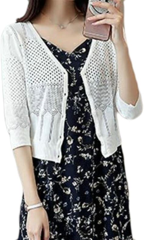 Buy Kljr Women Summer Lightweight V Neck Knit Hollow Sheer Cardigan