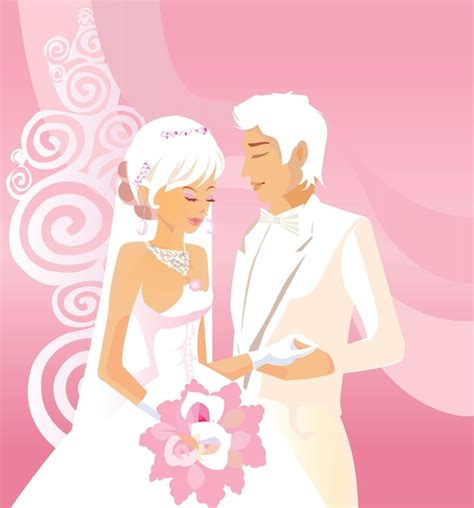 Premium Vector Bride And Groom In Wedding Dress