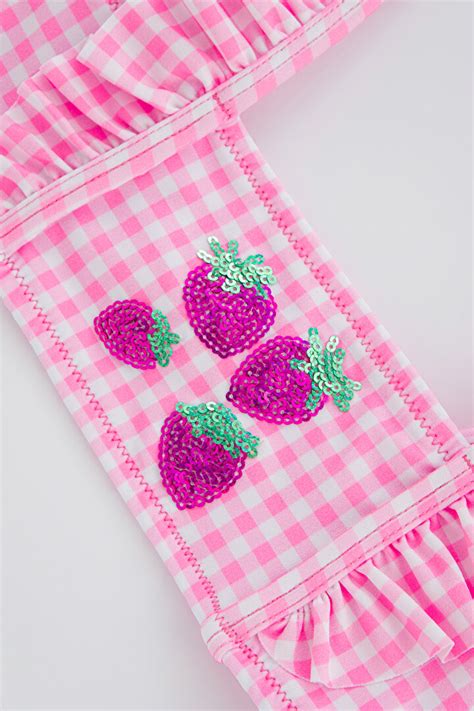 K Z Ocuk Strawberry Frill Bikini Tak M Plx Atis Iy Mix Ok Renkli Penti