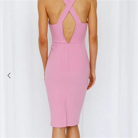 Pink Midi dress, wedding guest dress - Depop