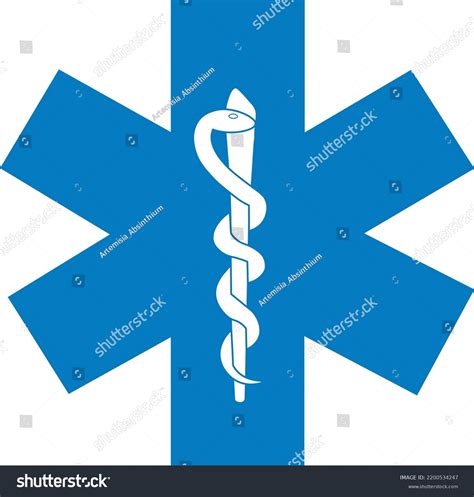 Medical Symbol Blue Star Life Rod Stock Vector Royalty Free