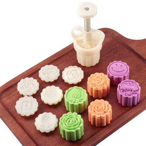 Cookie Stamp Moon Cake Mold 50g 6pcs Thickness Adjustable Mooncake