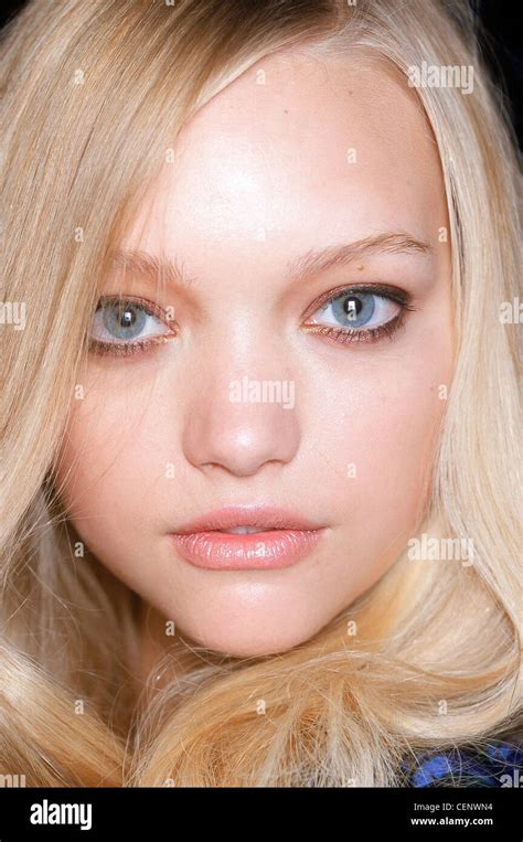 Roberto Cavalli Backstage Milan Ready To Wear Autumn Winter Close Up Of A Blonde Female Model