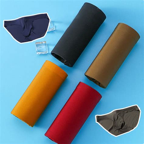 Mens Ice Silk Briefs Sexy Low Waist Bikini Panties Pouch Breathable Underwear EBay