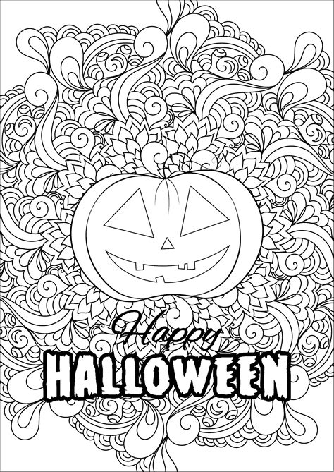 Pretty pumpkin with abstract motifs in the center - Halloween Coloring