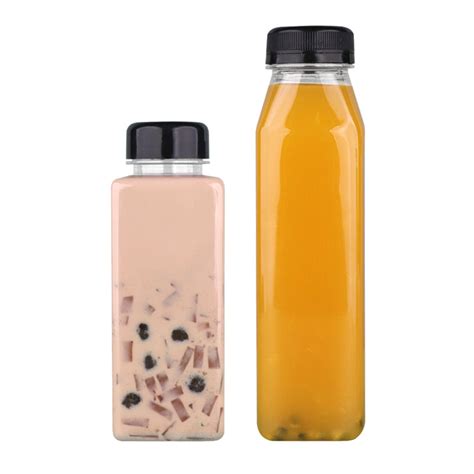Plastic Juice Bottles with Caps - Clear Reusable Beverage