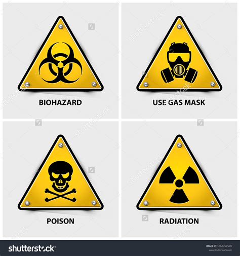 set of warning signs, international hazard symbols on Behance