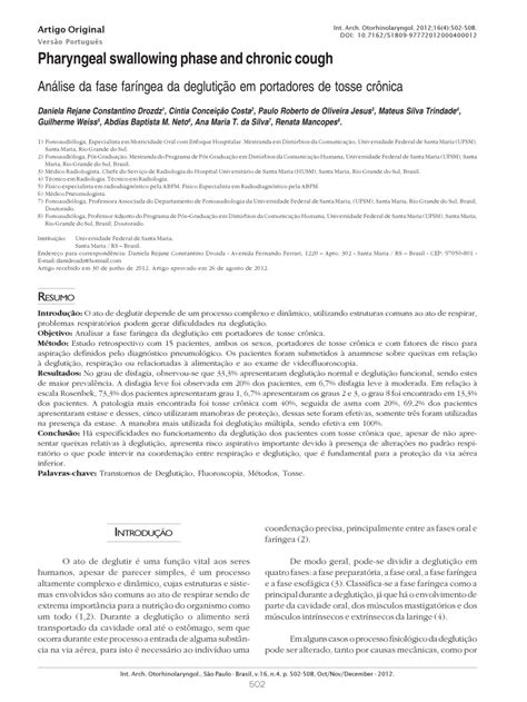 Pdf Pharyngeal Swallowing Phase And Chronic Cough