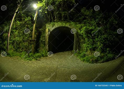 Dark and creepy tunnel stock image. Image of night, tunnel - 166733345